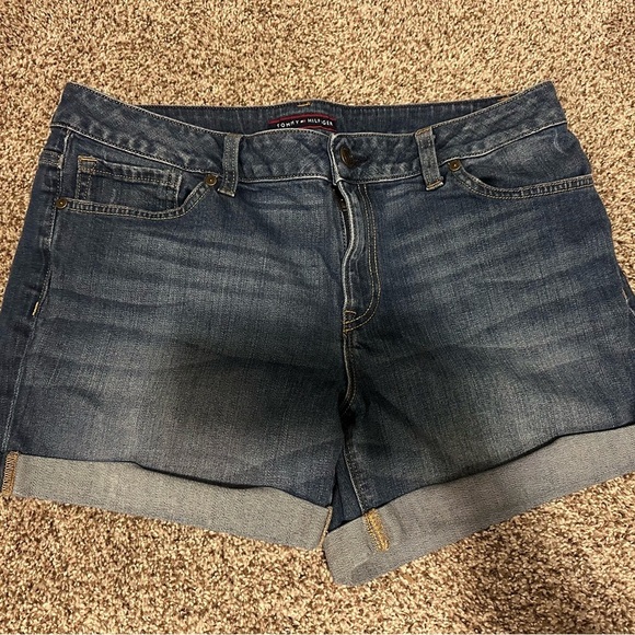 Tommy Hilfiger Jean Shorts Medium Blue Cut-Off Style - Picture 1 of 7
